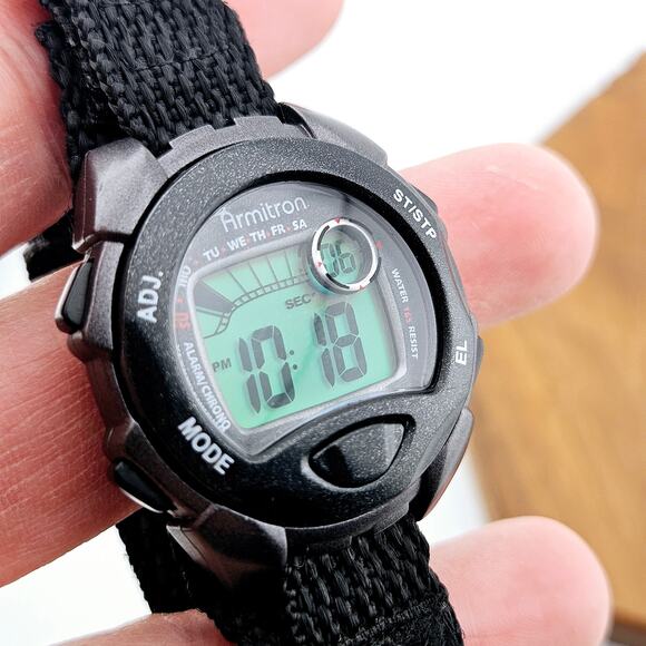 Armitron Digital Sport Watch Black Alarm Timer Adjustable Strap Athletic Running - Picture 3 of 6